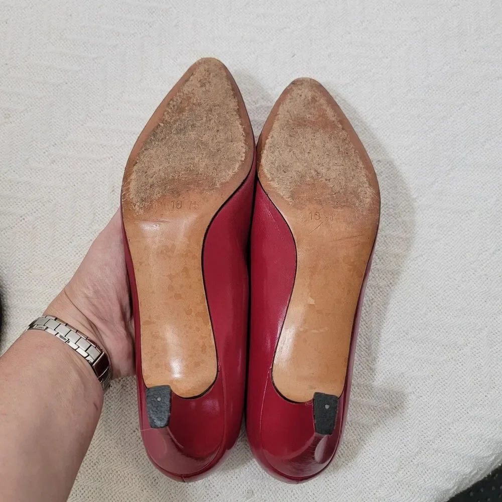 Vintage Evan Picone Red‎ Leather Pumps Made In Spain Size 10